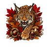 Herbst Wildkatze im Laubwald