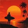 Sunset Surfer Silhouette