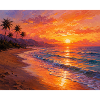 Tropical Sunset Beach Canvas