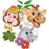 Freunde Affe Giraffe Nashorn
