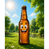 Lachende Bierflasche im Park