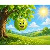 Fröhlicher Apfel im Sonnengarten