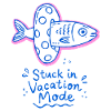 Festgefahren im Urlaubsmodus Fisch-Schwimmer-Doodle