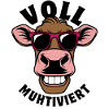 Fully mooted cow with sunglasses