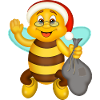 Weihnachtsbiene mit Geschenktüte