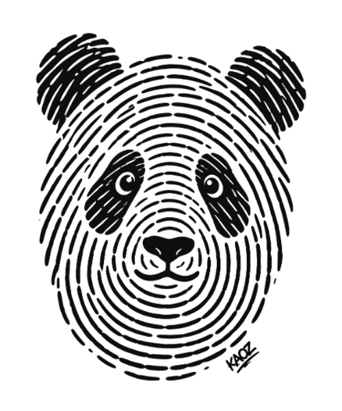 Panda Line Art Monochrome Face