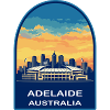 Adelaide Australia Skyline Retro Sunset Badge