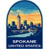 Spokane Washington Skyline Retro Sonnenuntergangsabzeichen