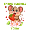 Mouse on 1. Birthday with Strawberry