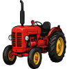 Roter Traktor im Feld