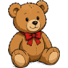 Teddy bear with red ribbon