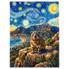 Rock hyrax on a starry night