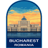 Bukarest Rumäniens Parlament Retro Sonnenuntergangsabzeichen