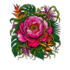 Rosa Pfingstrose im Dschungel