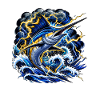 Marlin de tempête avec la foudre