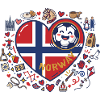 Herz Norwegen Flagge Doodle