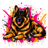 Neon Schäferhund Pop Art
