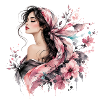 Elegant woman with floral accents