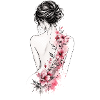 Woman's back with flower line