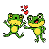 Fröhliche Froschfreunde mit Herzen