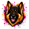 Schäferhund Graffiti Farbklecks