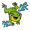 Fröhlicher Frosch beim Wassersprung