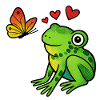 Frog and butterfly with hearts