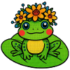 Frosch mit bunter Blumenkrone