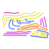 Neon Waves Doodles on Black