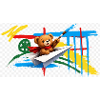 Teddybär fliegt Papierflugzeug