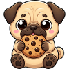 Cute Pug Cartoon Biscuit Snacking Kawaii