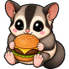 Cute Sugar Glider Cartoon with Burger