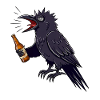 Raven with beer bottle