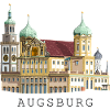 Augsburger Stadtsilhouette, Handzeichnung Rathaus