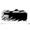 Black abstract blob with lines