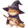 Chat en sorcière à Halloween