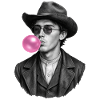 Billy the Kid with bubble gum