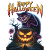 Halloween Purple Cat and Pumpkin Glow 
