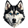 Geometric Husky Head Blue Eyes