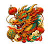 Dragon chinois avec lanternes