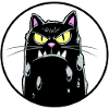 Grim cat sur fond blanc