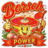 Borsch Power — Retro-Cartoon-Maskottchen-Suppenkunst