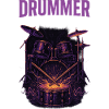 Neon Purple Drumset Illustration Drummer