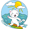 White_surfing_cat