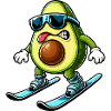 Avocado Skier Winter Vacation Comic Funny