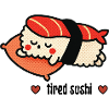 Sushi endormi sur l’oreiller