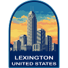 Lexington Kentucky Skyline Retro Sunset Badge