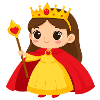 Kleine Königin mit Zepter – Kawaii-Comic-Figur