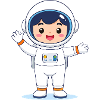 Kleiner Astronaut im Weltraum – Kawaii-Comic-Figur