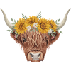 Sunflower Wreath Highland Cow